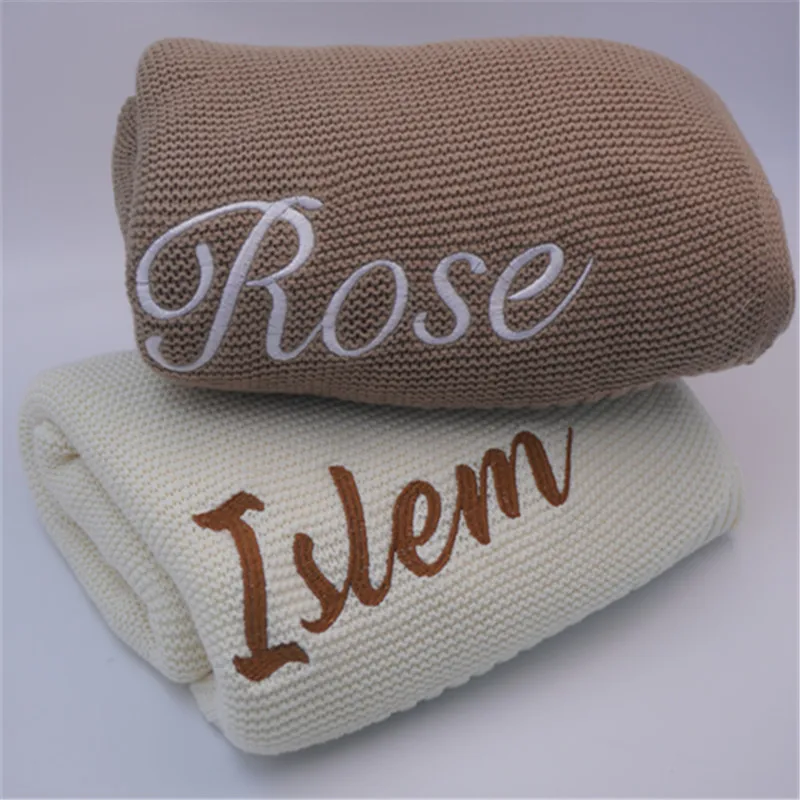 شخصية مخصصة مطرزة اسم الطفل بطانية محبوكة القطن الجلد ودية الدافئة الوليد بطانية استحمام الطفل الهدايا 100x80 سنتيمتر #3