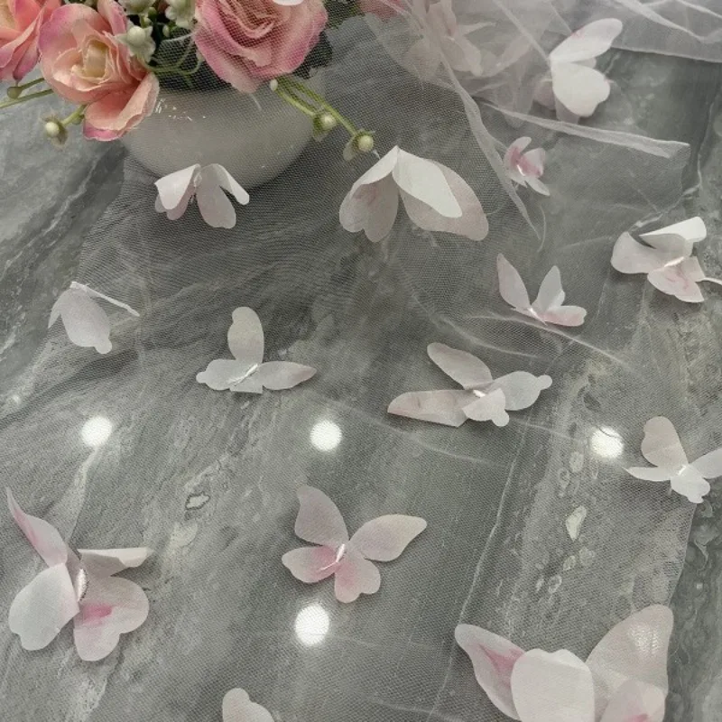 2 Yards Five Color Options, Three-dimensional Butterfly Mesh Embroidery Lace Decal Fabric DIY Clothing Decoration Accessories