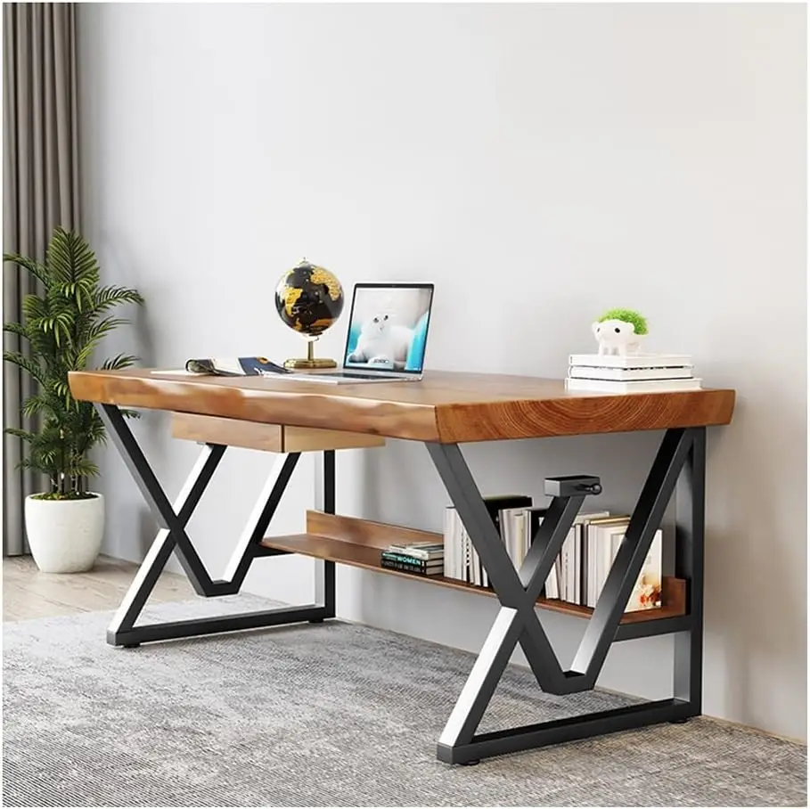 Bookshelf and Drawers, 120-280CM Study Table Game Table Workstation, Easy to Install (Size : 260X100X75CM)