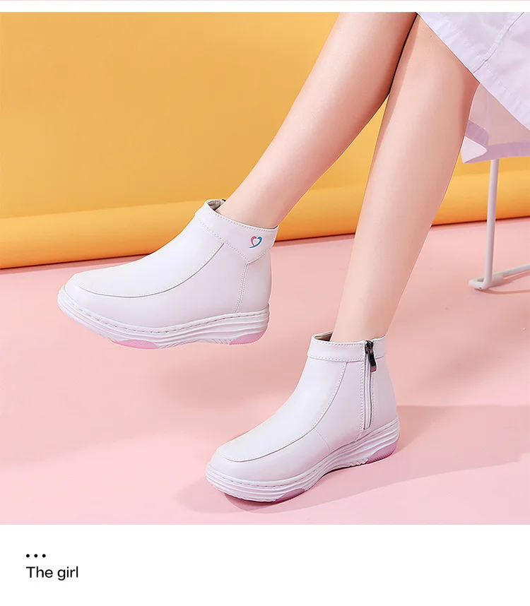 fleece-lined nurse women's soft white winter cotton autumn and winter boots non-slip thick bottom medical professional shoes