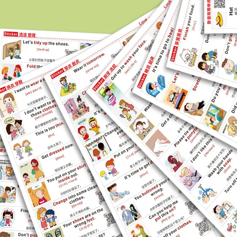 Life Scene Stickers Spoken English Stickers Labeling Stickers Enlightening English Words Sentences Sticker Adhensive
