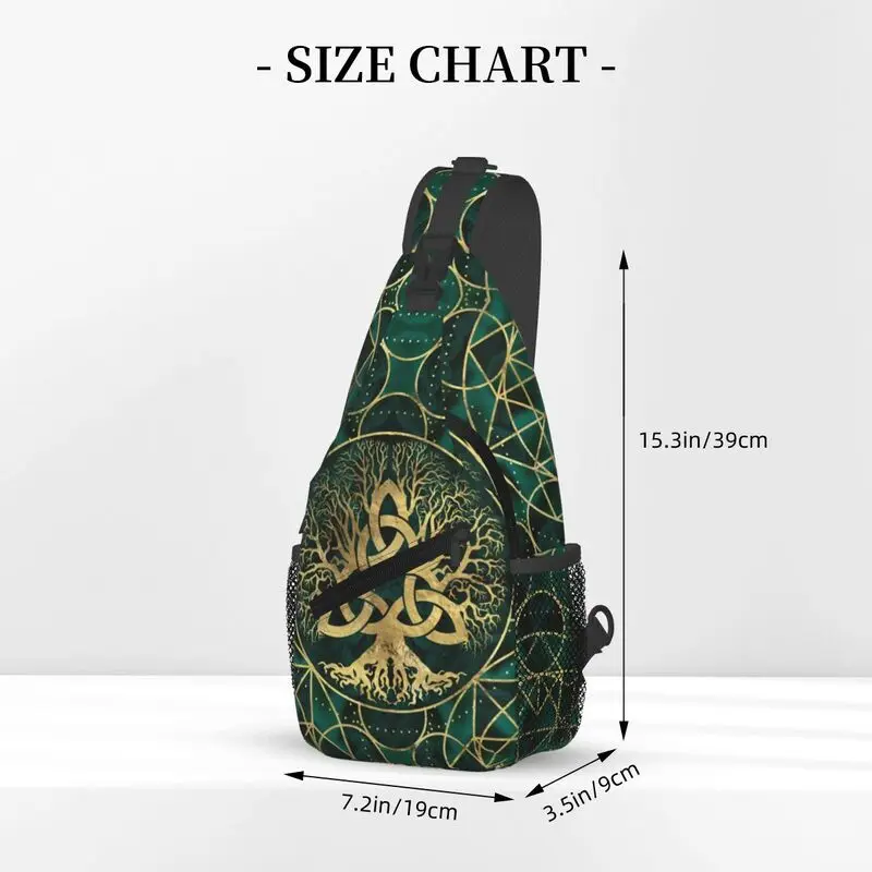 Custom Tree Of Life With Triquetra Vikings Crossbody Sling Backpack Men Custom Shoulder Chest Bag for Traveling Daypack