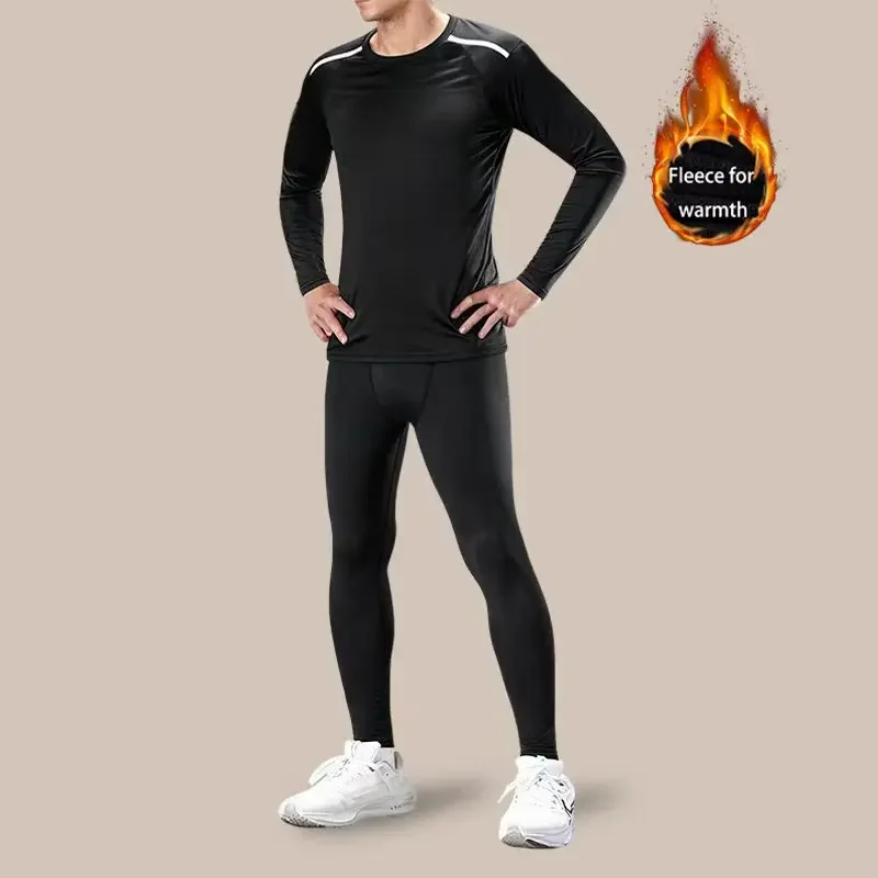 

Men's Thermal Underwear Set, thick fleece lining, double warmth, fearless of ice and snow, sports base layer