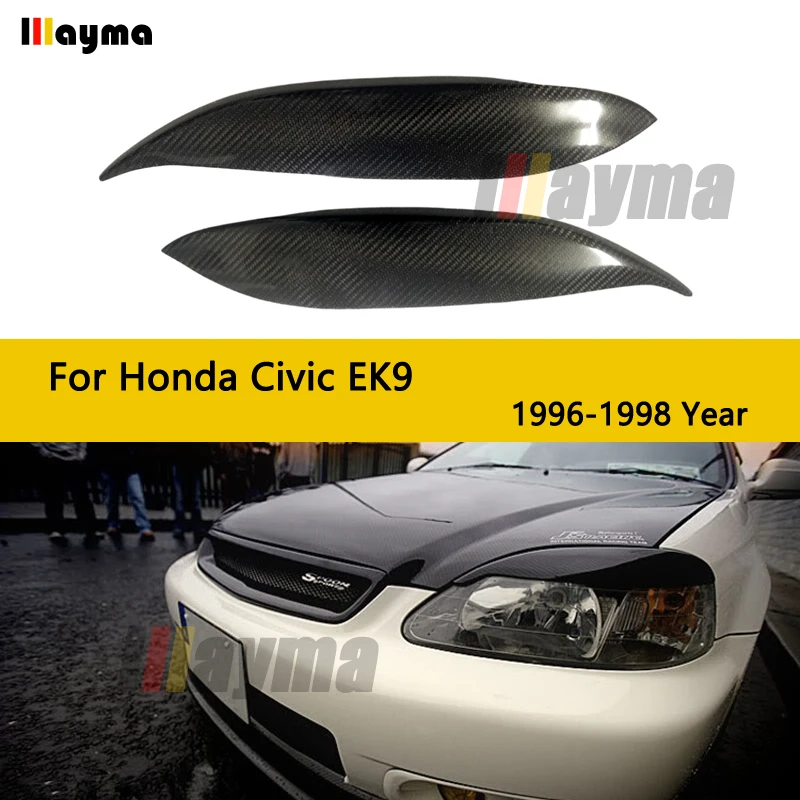 

Carbon Fiber Headlights Eyebrow Eyelid Sticker for Honda Civic EK9 1996 1997 1998 Year Civic eyebrows eyelids 2pcs/set