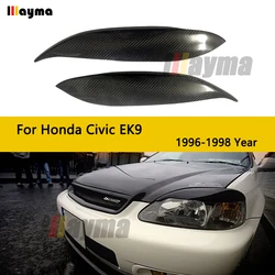 Carbon Fiber Headlights Eyebrow Eyelid Sticker for Honda Civic EK9 1996 1997 1998 Year Civic eyebrows eyelids 2pcs/set