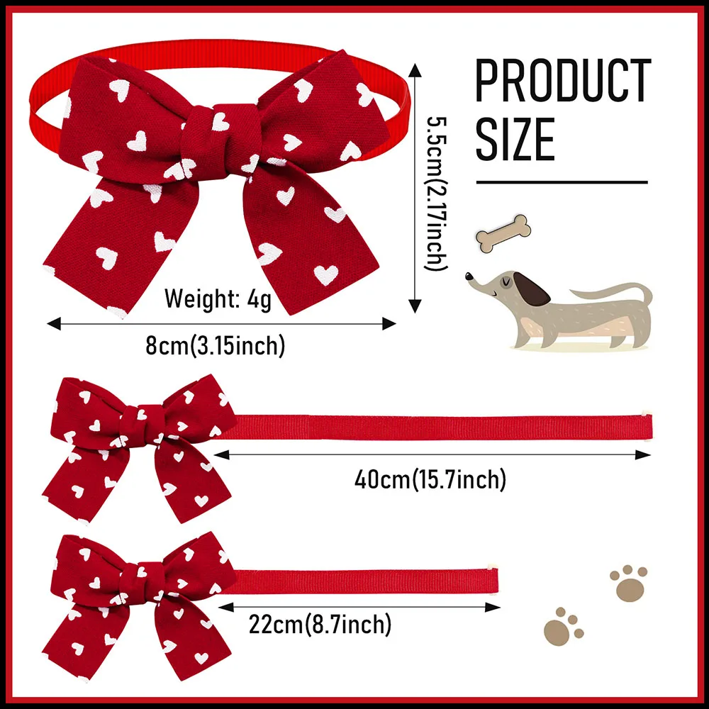 New Pet Bulk Dog Bowties Red Summer Square Accents Bowties for Cute Small Dog Cats Fashion Pet Dog Cat Grooming Accessories