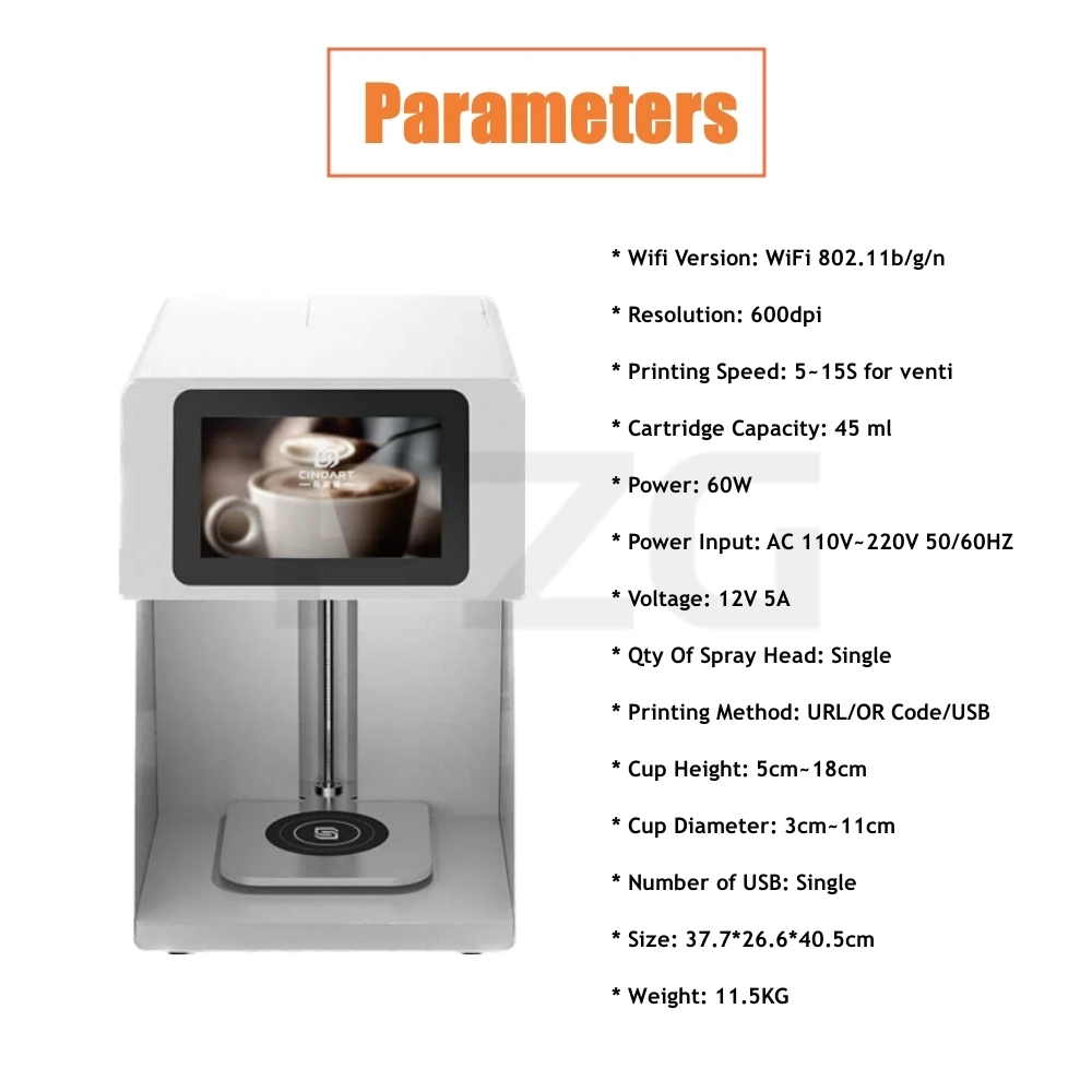 3D Latte Art Coffee Printer Machine Automatic Beverages Food Selfie With WIFI Connection Printing Edible Ink Cartridges