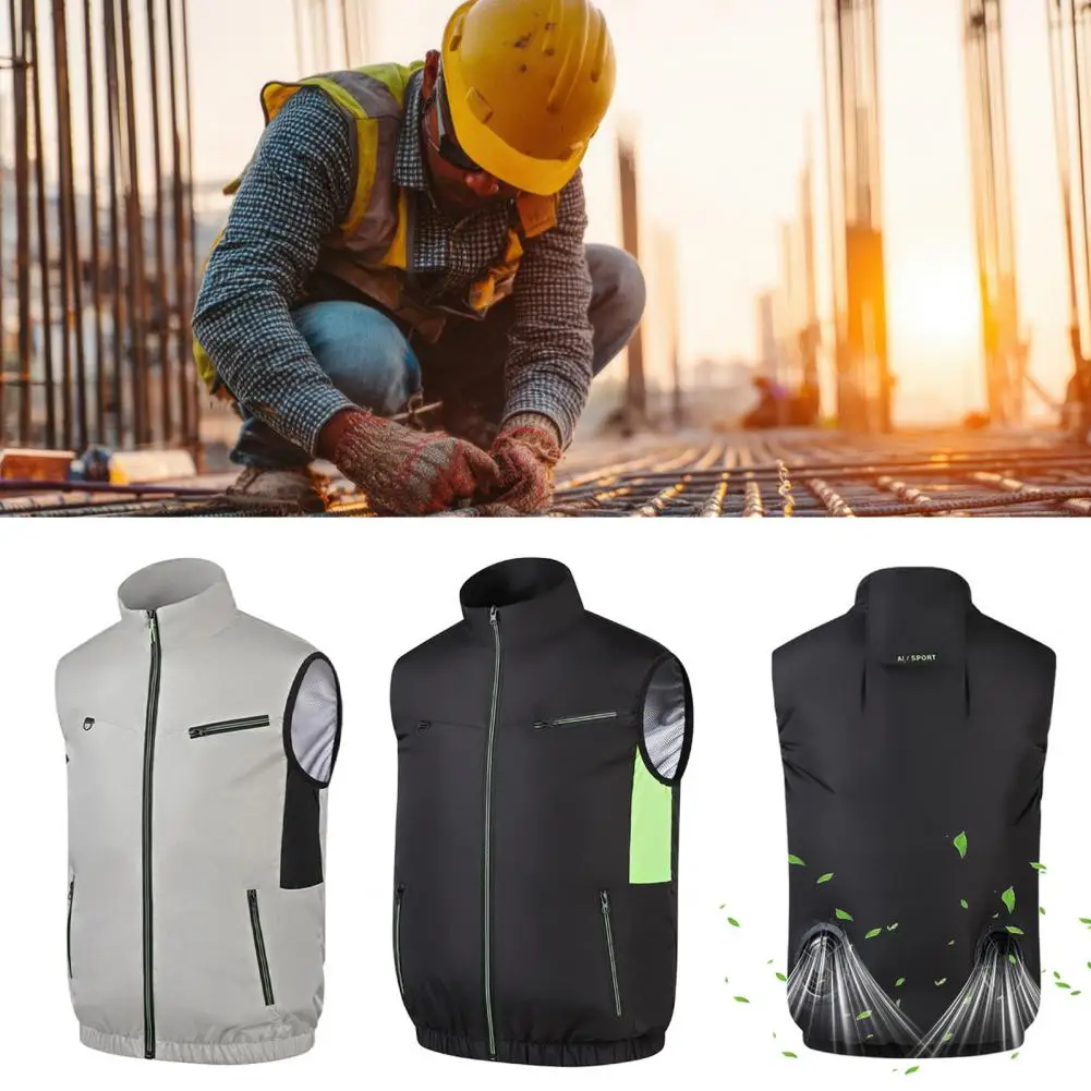 Homens verão ar condicionado roupas ventilador colete de refrigeração 2022 novo carregamento usb refrigeração esporte homem ao ar livre casaco cor sólida mais tamanho