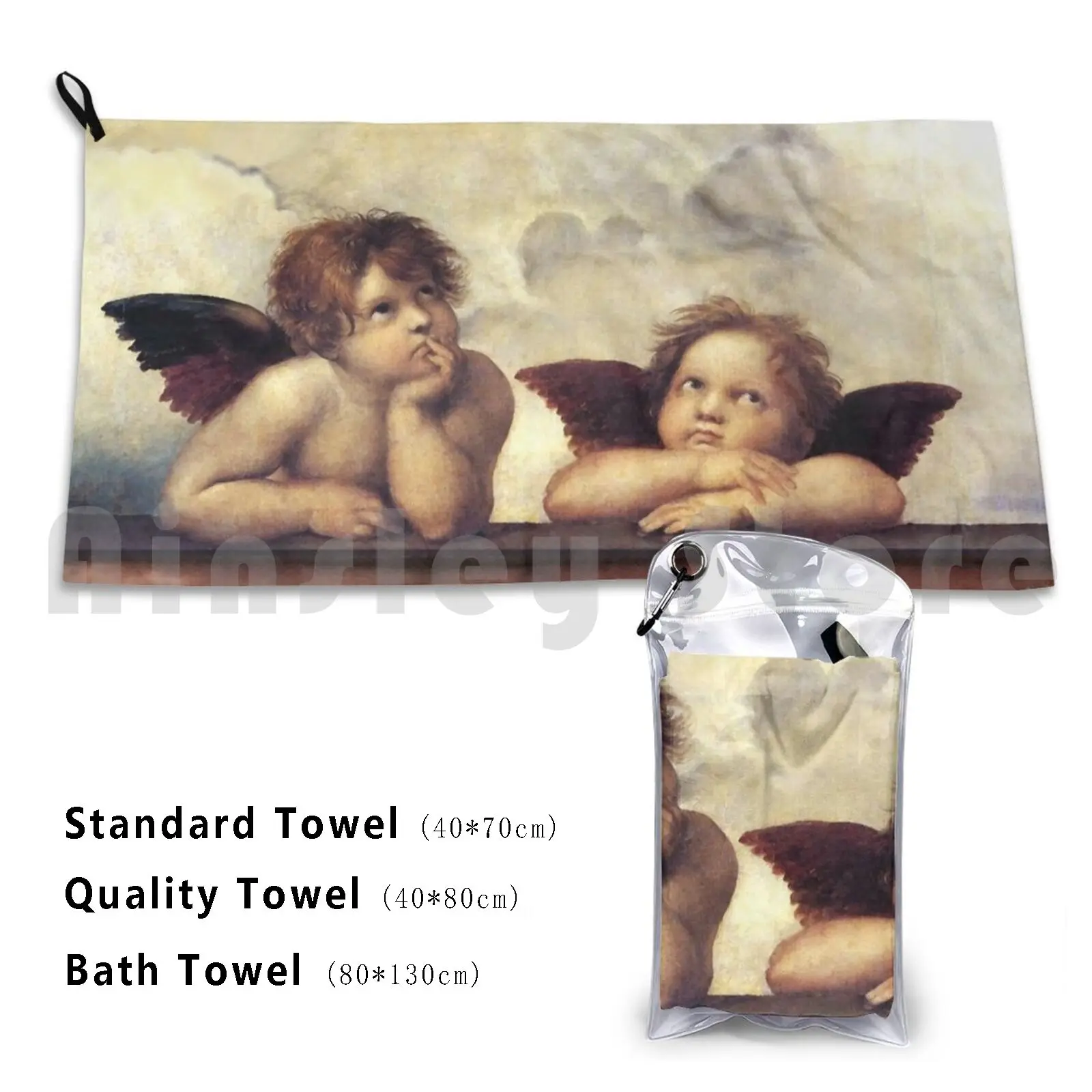 Renaissance Angels Winged Cherubs Custom Towel Bath Towel Angel Cherubs Renaissance Fine Art Masterpiece