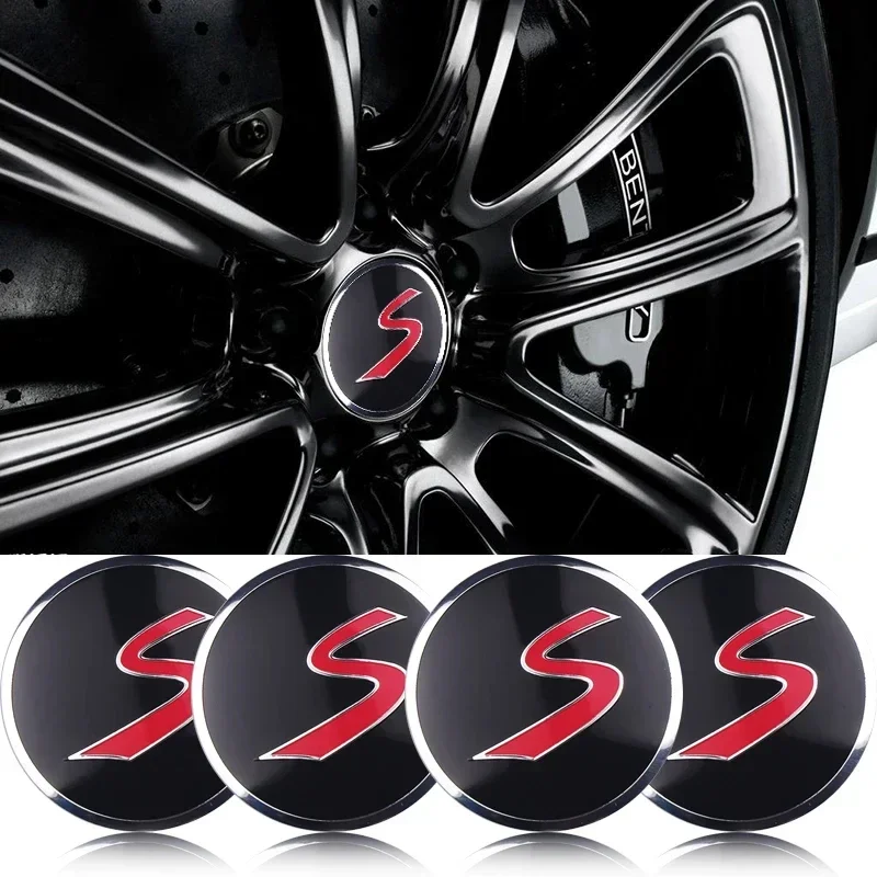 56MM S Letter Emblem Car Wheel Center Hub Cap Stickers Rim Cover Badge For MINI S WORKS COOPER JCW R50 R52 R53 R55 F56 F57 F60