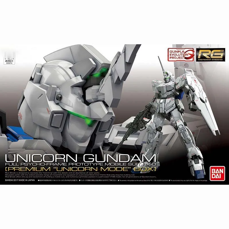 Bandai Gundam Model Kit Anime RG 1/144 RX-0 UNICORN Firstprint Action Figures Gunpla Genuine Action Toy Figure Toys for Children