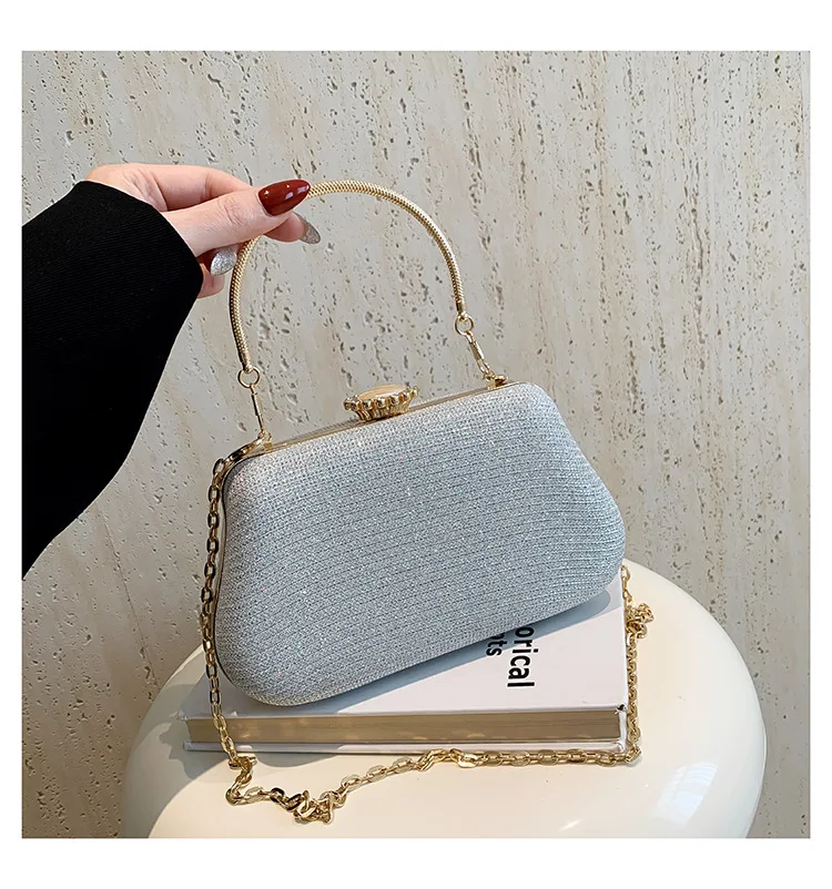 CORIOS Pochette Soirée Paillettes Strass Femme - Sac Embrayage Mariée Champagne Avec Chaîne Détachable
