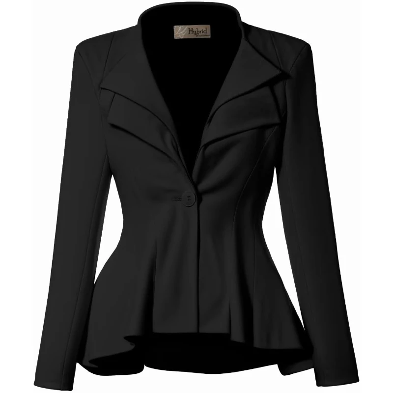 

Women's Casual Work Office Dressy Double Lapel Single Button Peplum Comfortable