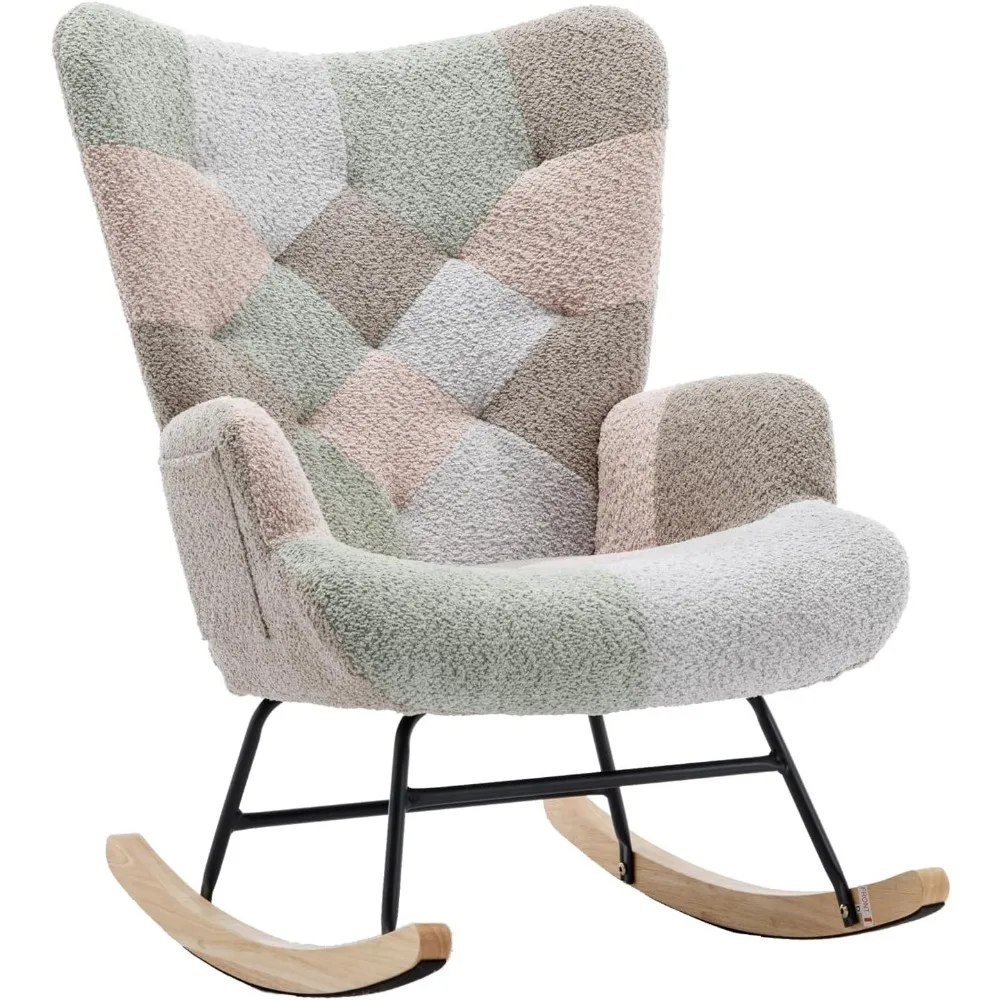 

Кресло-качалка для детской комнаты, кресло-качалка из мягкой ткани с высокой спинкой, кресло-качалка с современным акцентом для Livi