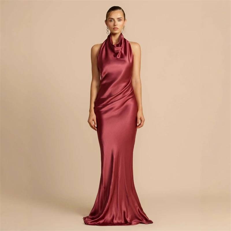 Nieuw in de zomer satijnen lange jurken voor vrouwen slip midi-jurk vrouw sexy avondfeestjurk mouwloze vrouwelijke elegante streetwear