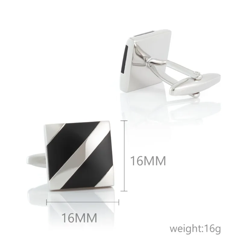Minimalist Square Diagonal Stripe Enamel Metal Cufflinks Business Men Suit Cuff Accessories Luxury Color Block Cuff Studs