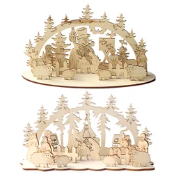 Creative DIY Wooden Christmas Desktop Ornaments Snowman Church Wood Craft New Year Christmas Decorations for Home Navidad Noel