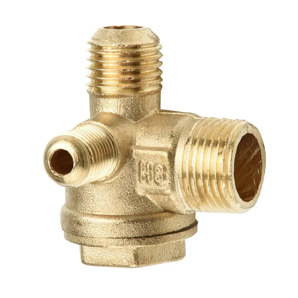 3 Port Brass Air Compressor Accessories Air Pump Check Valves Cut-Off Valve 10*14*16mm Valves Thread 90 Degree DIY Home Tools