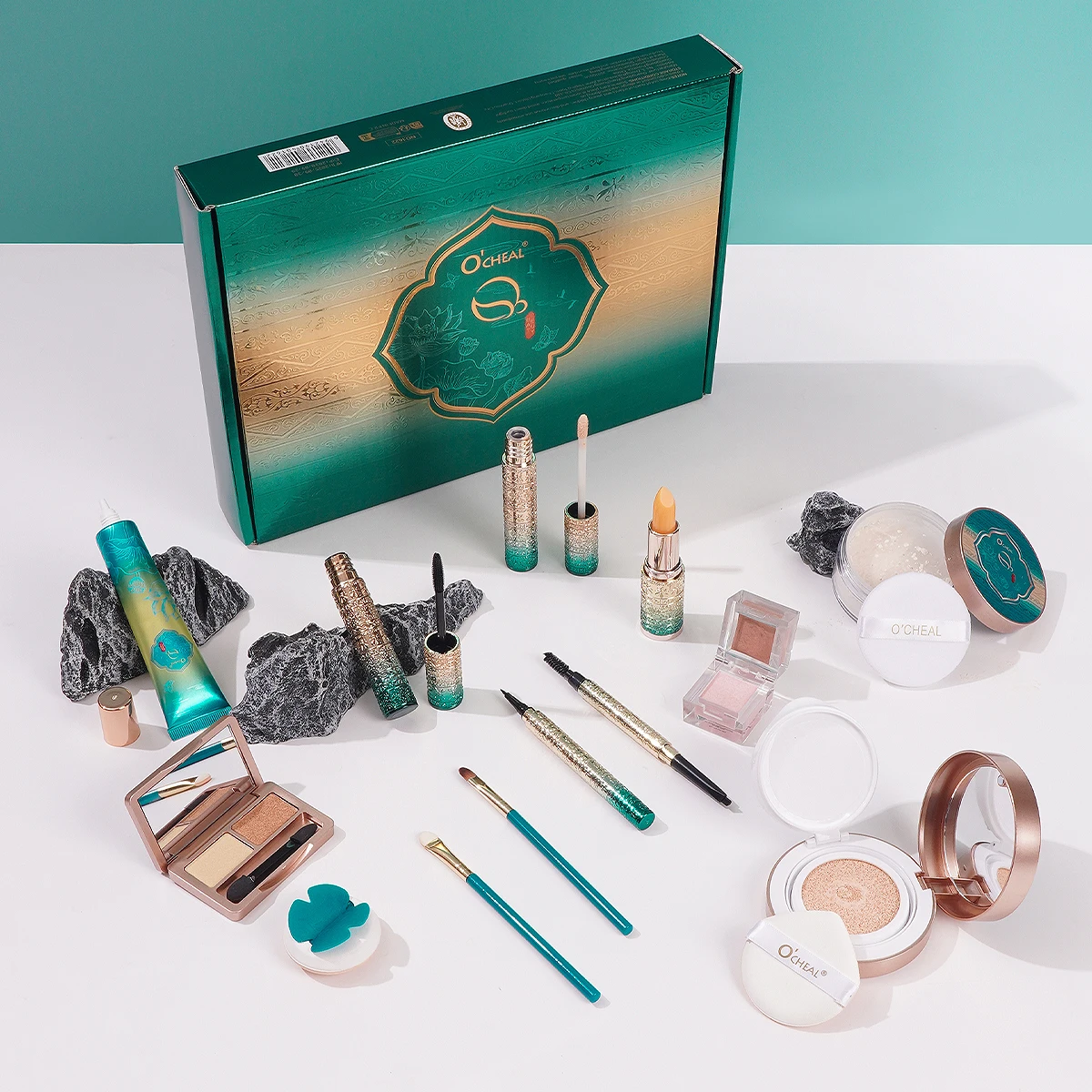 O'CHEAL 13Pcs Makeup Set Lip Balm Concealer Eye Shadow Loose Powder Foundation Highlighter Compact Powder Eye Cream Cosmetics