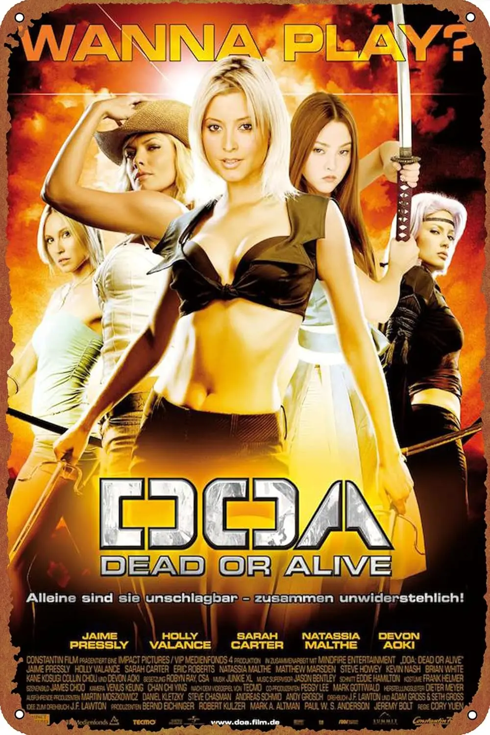 Affiche en métal aluminium DOA: Dead or Alive, décoration rétro pour la maison, bar, bureau, café, cuisine, chambre, restaurant, garage, supermarché