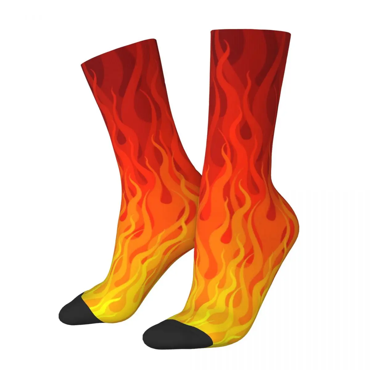 Red Orange Yellow Socks Burning Flames Korean Stockings Autumn Anti Sweat Ladies Socks Breathable Pattern Skateboard Socks