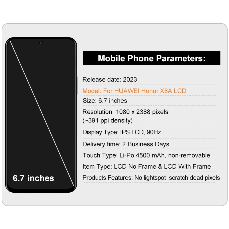 IPS For Honor X8A LCD CRT-LX1 CRT-NX1 Display Touch Screen Replace Parts For Huawei Honor 90 Lite LCD Display Display Assembly