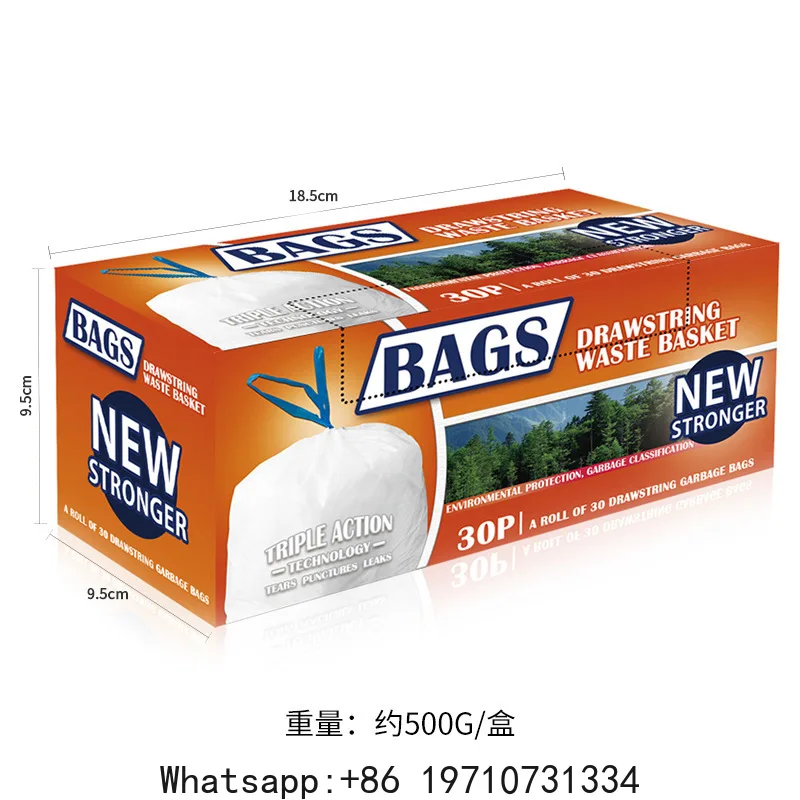 Bolsas de basura altas para cocina de 13 galones, paquete de 60 unidades, blancas sin perfume, con cordón, para uso doméstico y en la cocina.