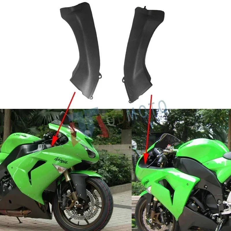 For Kawasiki ZX-10R 2006 2007 Left and Right Head Pipes Trim Cover ABS Injection Fairing ZX10R 06 07 Motorcycle Accessories