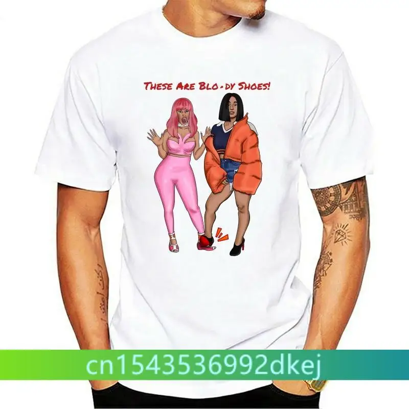 Cardi B Nicki Minaj T-shirt Tee Men funny 100% Cotton t shirt  harajuku Summer 2019 t-shirt  Short Sleeve Plus Size t-shirt gift