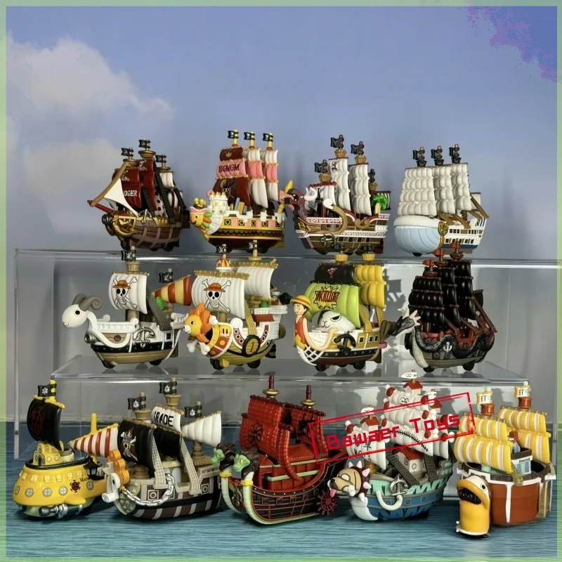 

POP MART One Piece The Grand Line Series Транспортные средства Слепая коробка Угадай Сумка Оригинальная игрушка Кукла Симпатичная аниме-фигурка Настольные украшения Подарок