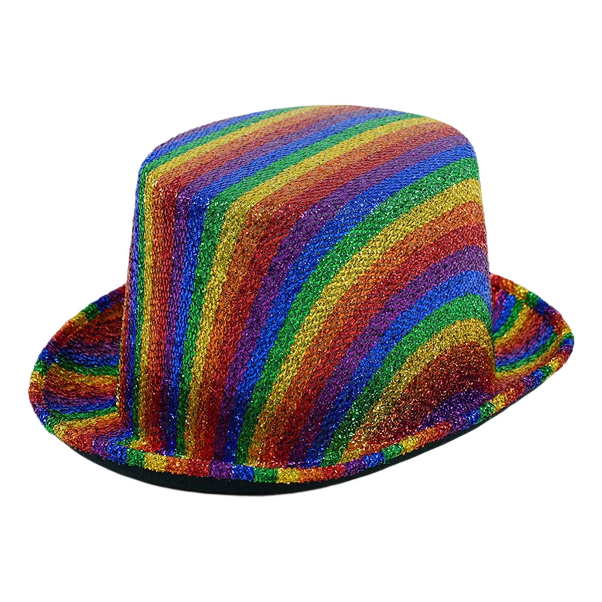

Women Fedoras Top Hat Classic Rainbow Stripe Panama Hat Casual Dress Cap for Party Clothes Accessories