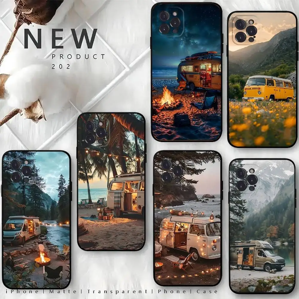 

Combi Van Car Outdoor Camping Phone Case For iPhone 17,16,15,14,13,12,11,Pro,Max,Plus,E,Air,Mini Protective Black Cover
