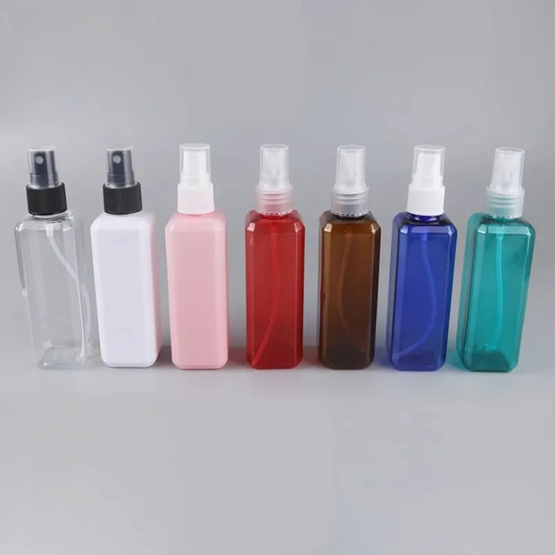 

200pcs 100ml Empty Plastic Refillable PET Square Spray Bottles w/Fine Mist Atomizer Sprayers for DIY Home Cleaning Beauty Care