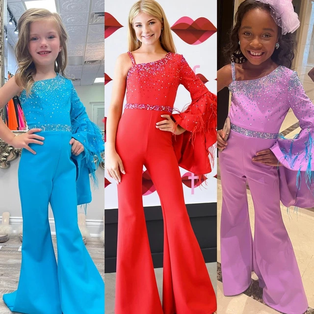 Girl Pageant Jumpsuit Dress 2024 Bell Sleeve Kid Romper Birthday Formal Cocktail Party Gown Toddler Teen Little Miss Rising Star AliExpress