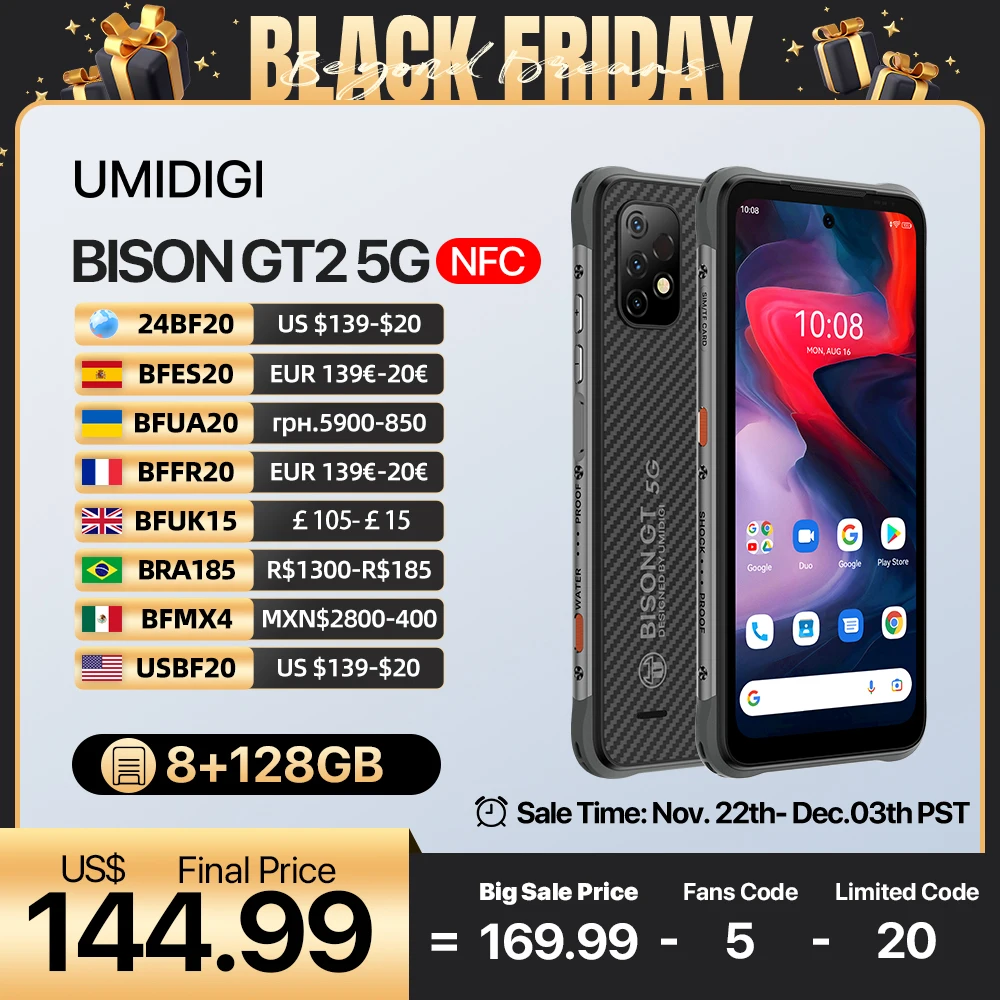 UMIDIGI BISON GT2/GT2 PRO 5G Phone Rugged Smartphone Android IP68 Dimensity 900 6.5