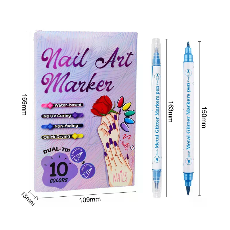 ปากกาเพ้นท์เล็บกันน้ำหลากสี 10 ชิ้น/ชุด สำหรับงานศิลปะบนเล็บ 3 มิติ ลายเส้นนามธรรม อุปกรณ์ทำเล็บ