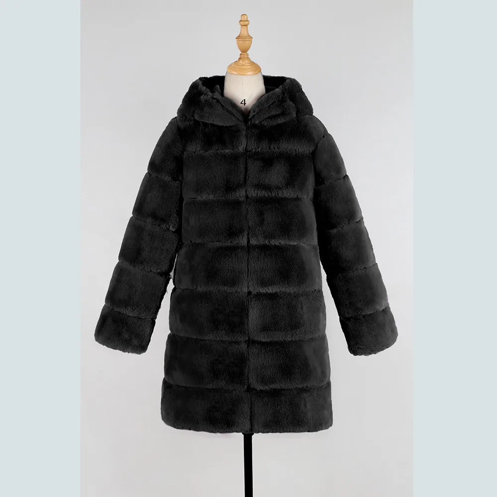 Women's Elegant Solid Faux Fur Cardigan Winter Thermal Thick Baggy Jacket Fashion Loose Soft Sweater Fleece Outerwear Overcoat