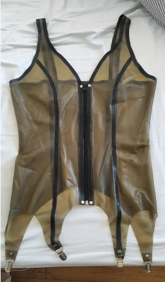 

Handmade Latex Women Lingerie Garter Dress With Front Zipper Fetish Rubber Skirt Unique Party Cosplay Costumes