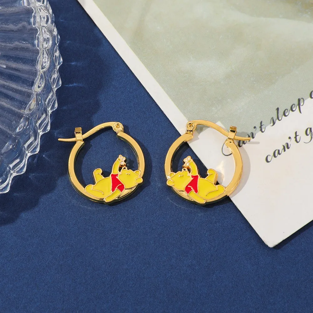 1 pair of cartoon Winnie the Pooh Themed Earrings, cute and unique earrings, cosplay accessory, girlfriend gift view 4