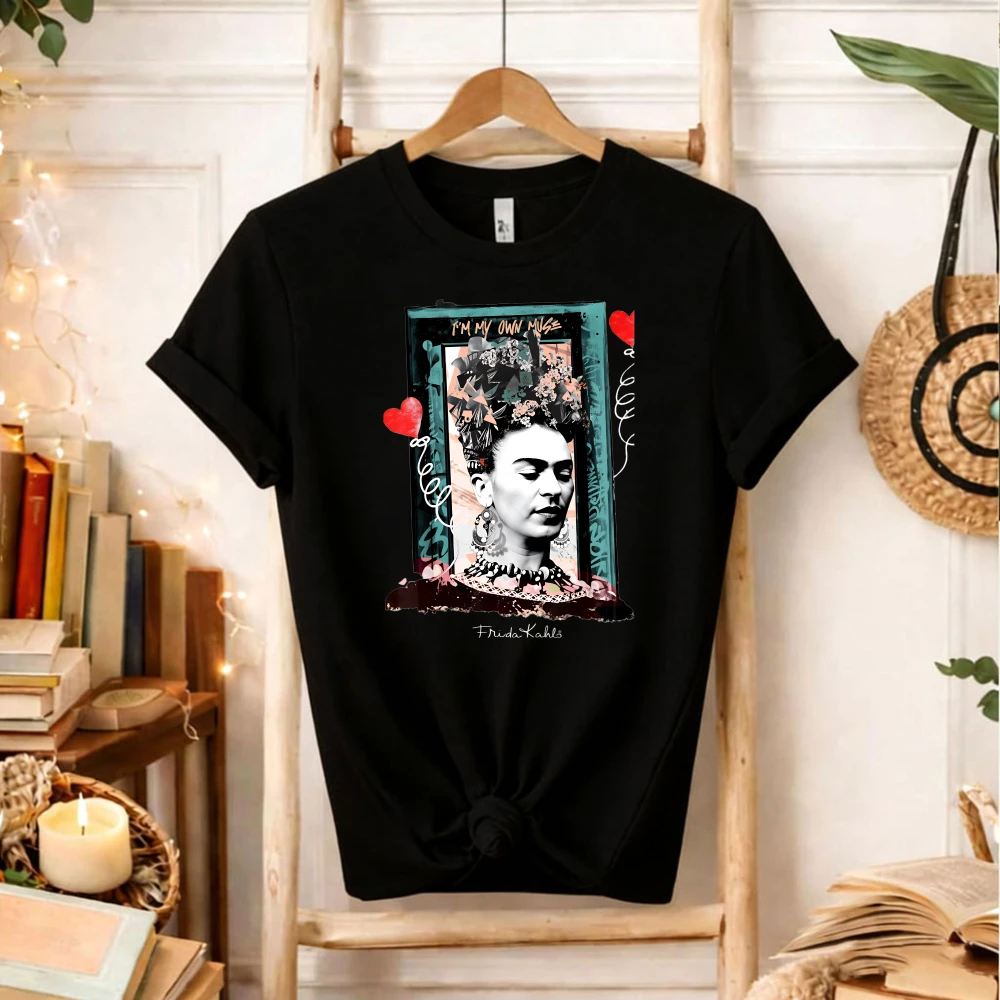 I Am My Own Muse Frida Kahlo Collage T-Shirt Feminist Mexican Artist Graphic Tee Art Lover Gift for Frida Fans Short-sleev