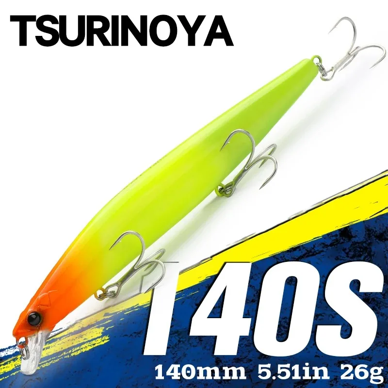 TSURINOYA 140S Sinking Minnow Sea Fishing Lure STINIGER 140mm 26g Piston Weight Ultra Long Casting Seabass Inshore Hard Baits