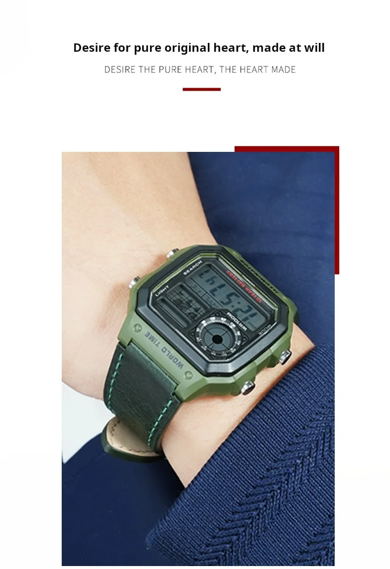 Retro-Uhrenarmband aus echtem Leder für Casio AE1200 AE1300/1000 A158W A168 W-216H, Vintage-Armband aus Rindsleder, 18 mm konvexes Uhrenarmband – Detail 7