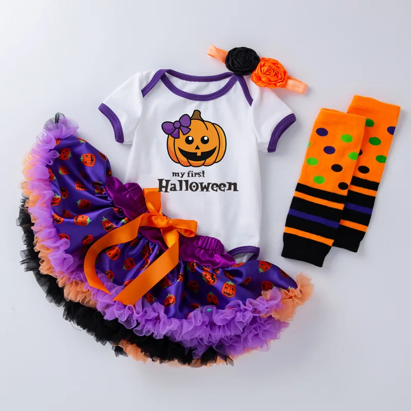 

Hot Selling Children's Clothing Halloween Theme Photo Baby Dress Purple Skirt4Baby Outfit Set