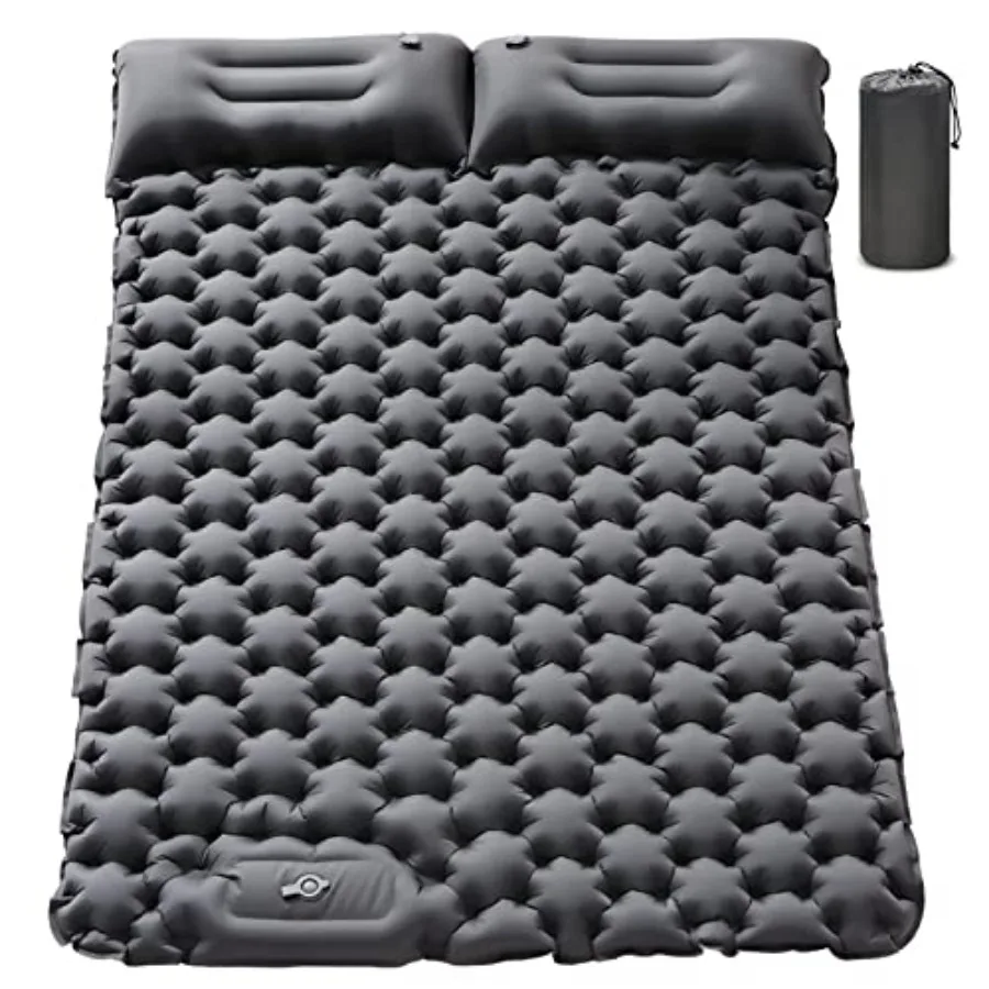 

Double Sleeping Pad for Camping - 4" Extra Thick Self Inflating Air Mattress for 2 Person with Built-in Pillow and Foot Pump, W