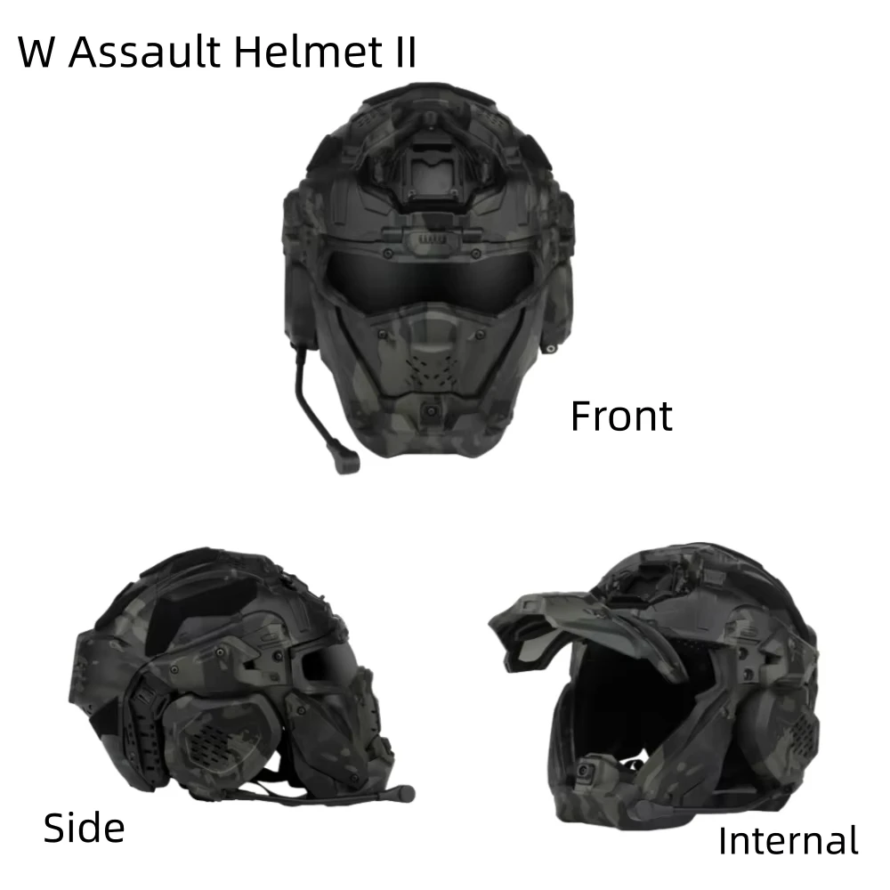 

W-Ronin Assault II Fast Tactical Helmet – Built-in Communication, Anti-Fog Fan & Flip Mask – Airsoft Hunting Equipment
