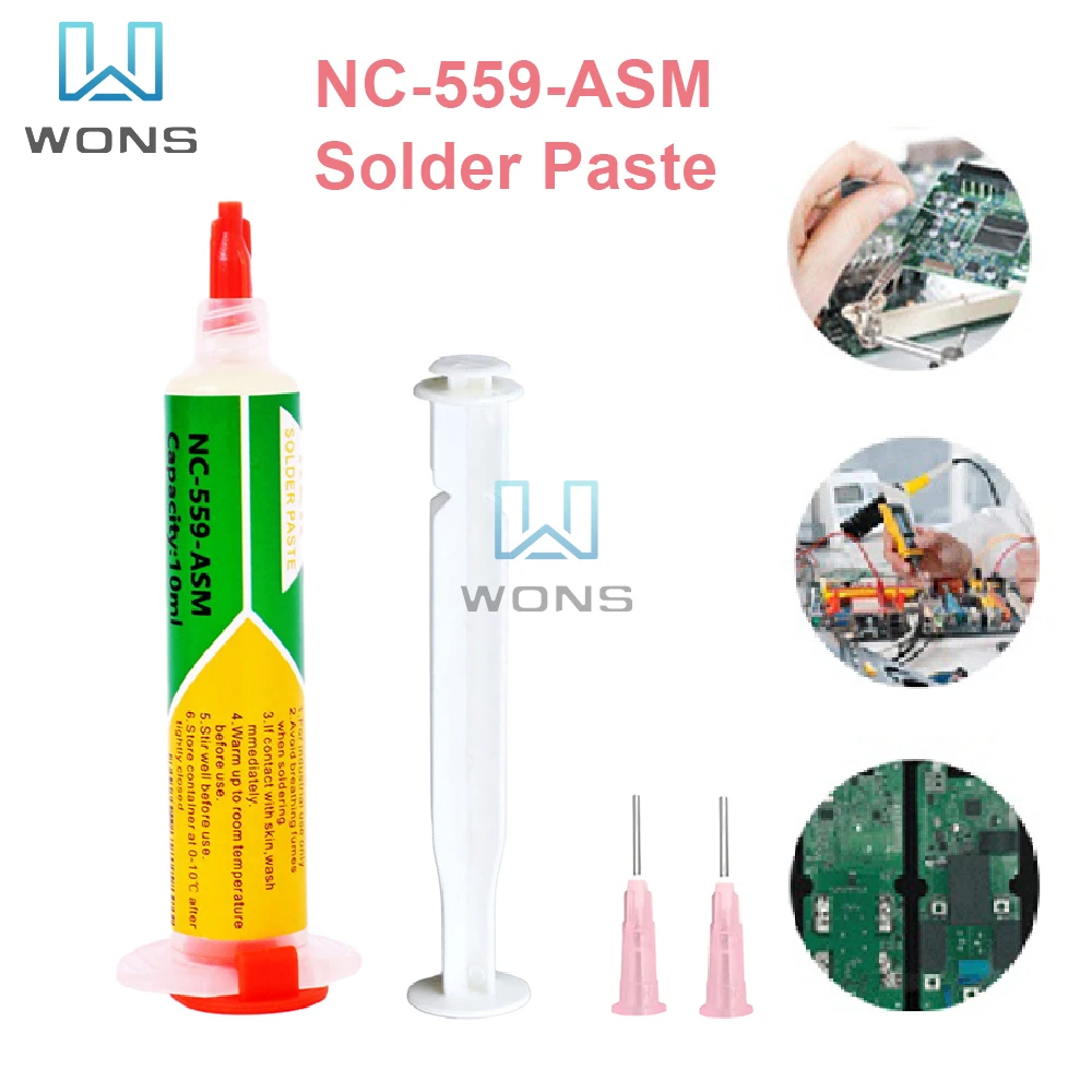 

10ml NC-559-ASM Solder Paste Repair Type Needle Cylinder Welding Paste Lead-free Syringe for Phone Repair, Circuit Welding Tools