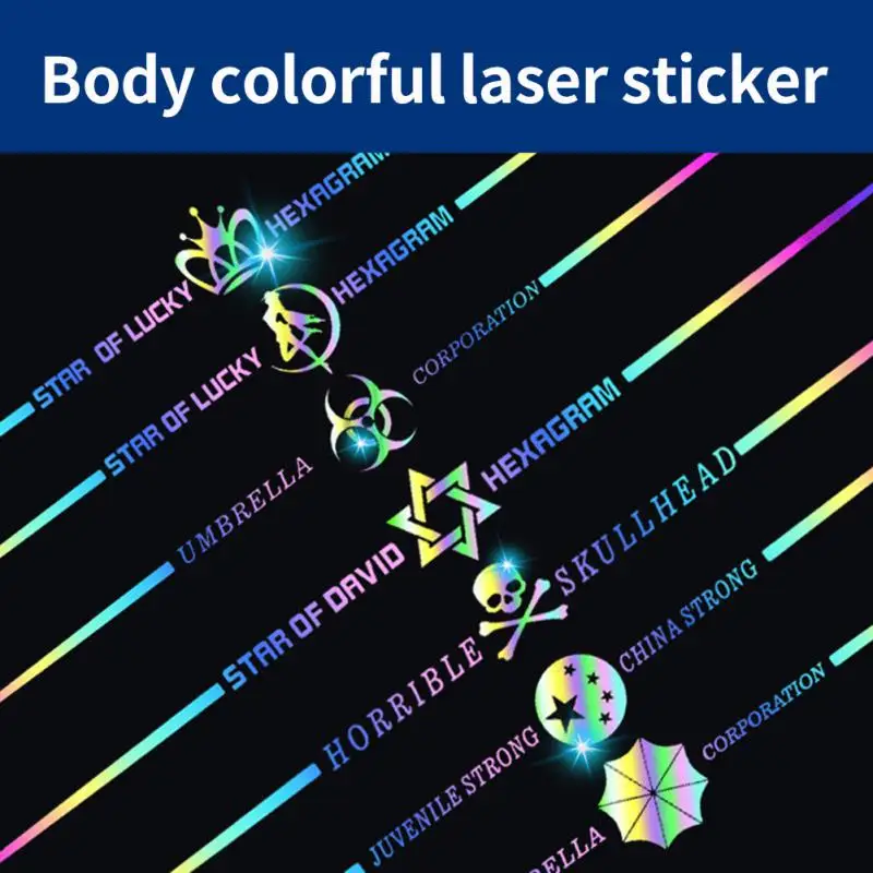 1PC Colorful Reflective Car Decal - Laser Stickers for Doors & Body (Waterproof, UV Resistant, Multiple Styles)