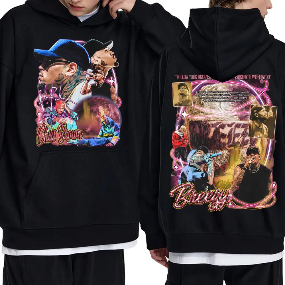 

Rapper Chris Brown Breezy Bowl XX Tour 2025 Hoodie Men Women Hip Hop Fashion Pop Music Pullover Men's Vintage Oversized Hoodies