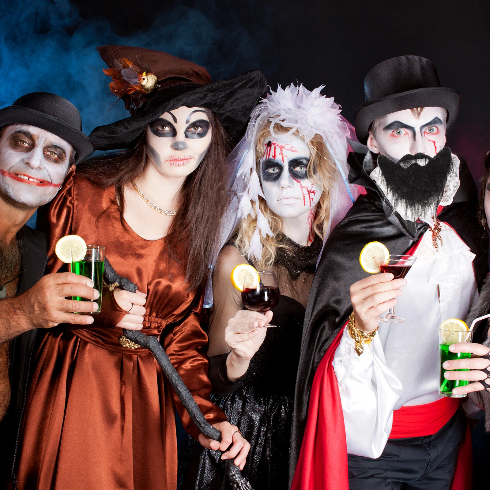 Fausse barbe pour hommes, 4 pièces, Costume réaliste réglable, moustaches, poils du visage artificiels pour adultes, Cosplay Halloween