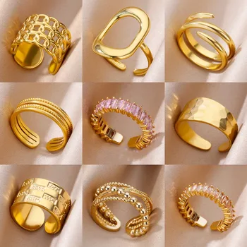 316L Stainless Steel Rings for Women Gold Color Never Fade Luxury Classic rings wedding…